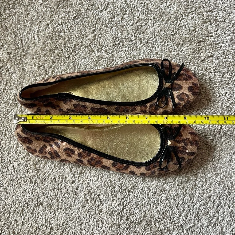 Bongo Leopard Print Ballet Sequin Flats Black Bow Detail Size 9 - Picture 5 of 5